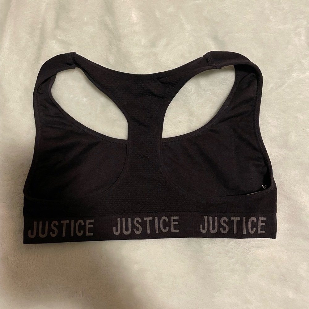Justice Black Racerback Sports Bra